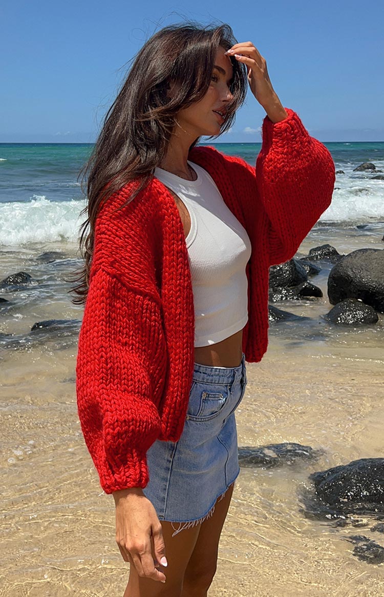 Bad Habits Knit Cardigan | Red