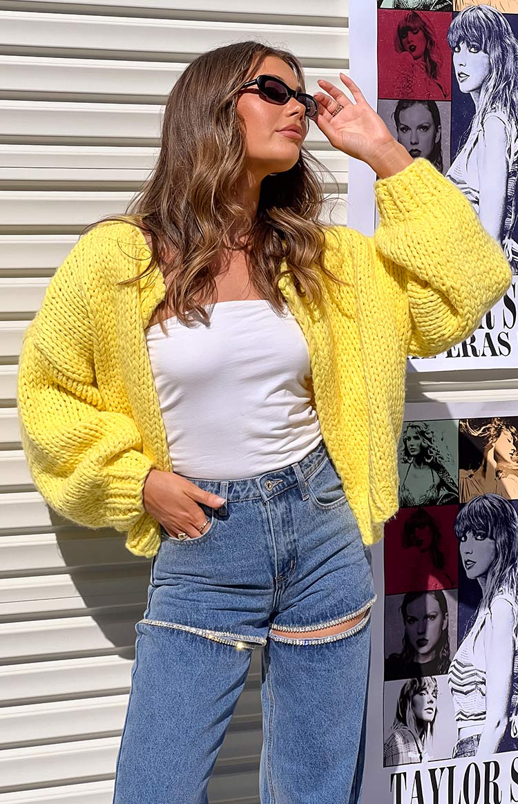 Bad Habits Knit Cardigan | Yellow