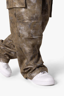 Baggy Dual Tone Sueded Cargo Pants | Olive