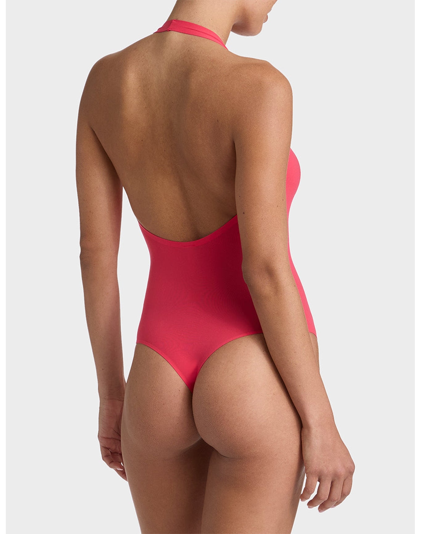 Ballet Deep Plunge Halter Bodysuit | Watermelon