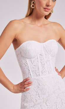 Bambi Lace Bustier Dress | White