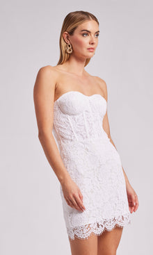 Bambi Lace Bustier Dress | White