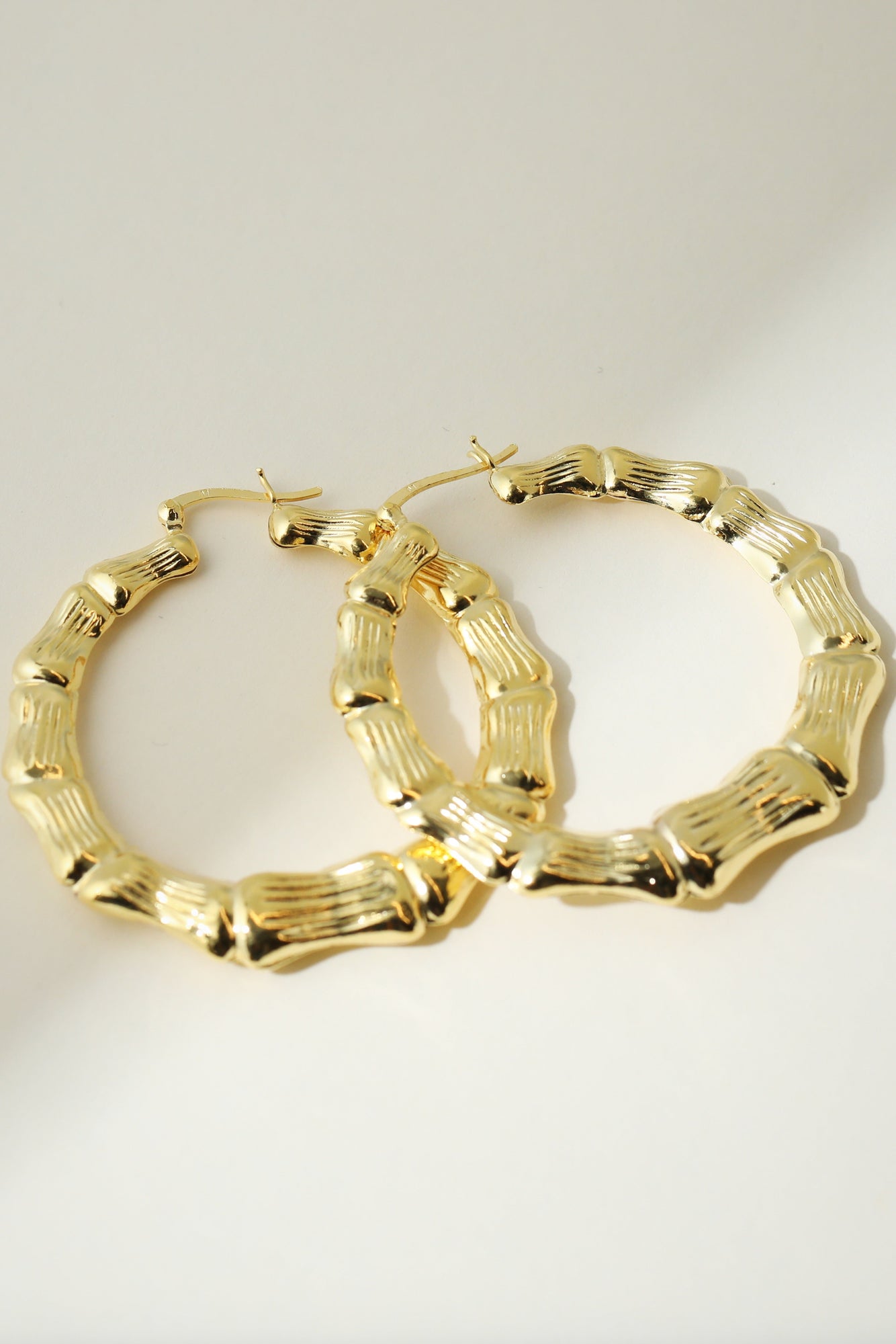 The Bamboo Hoop Earring | 18KT Gold Plated Brass