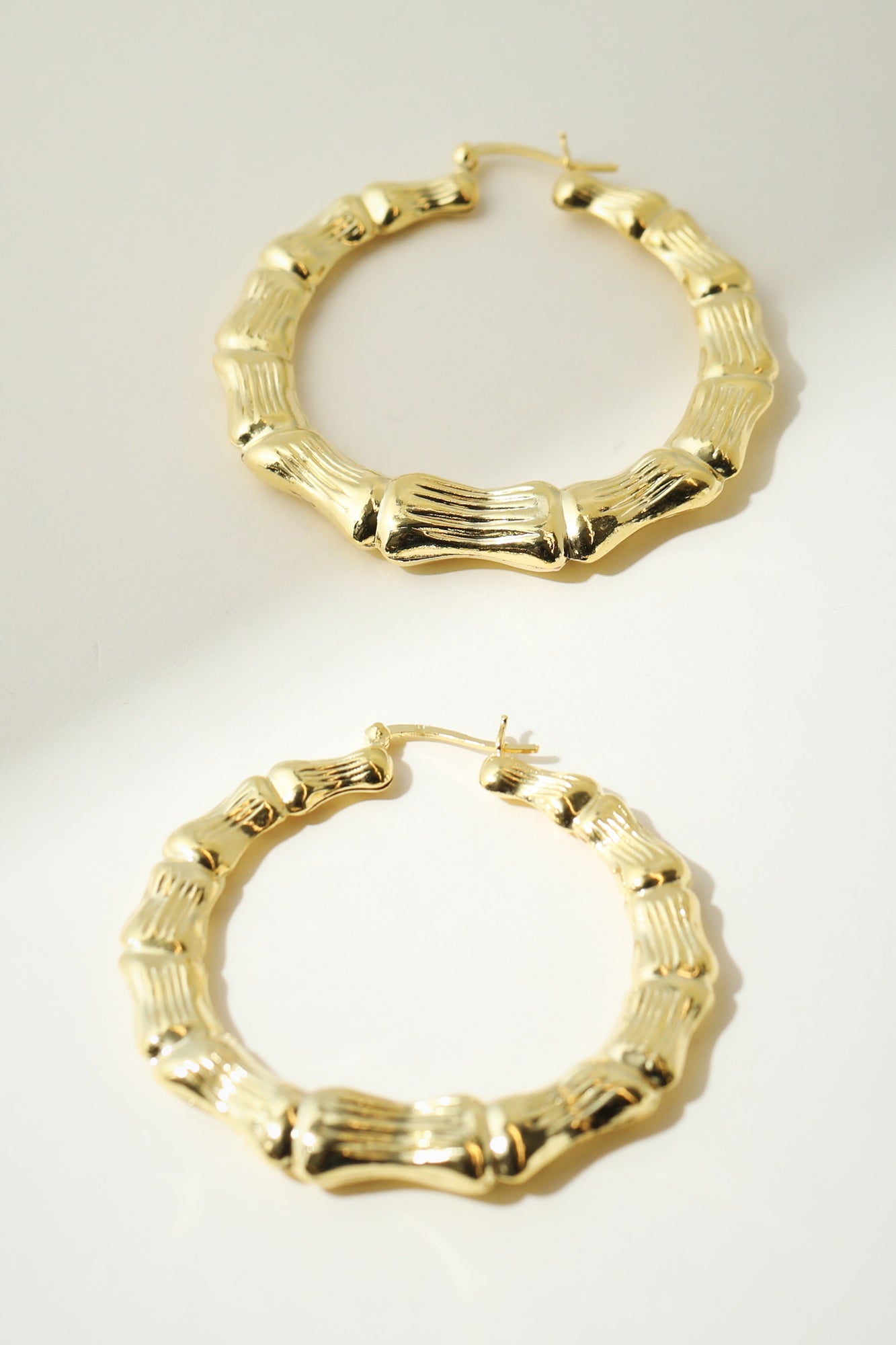The Bamboo Hoop Earring | 18KT Gold Plated Brass