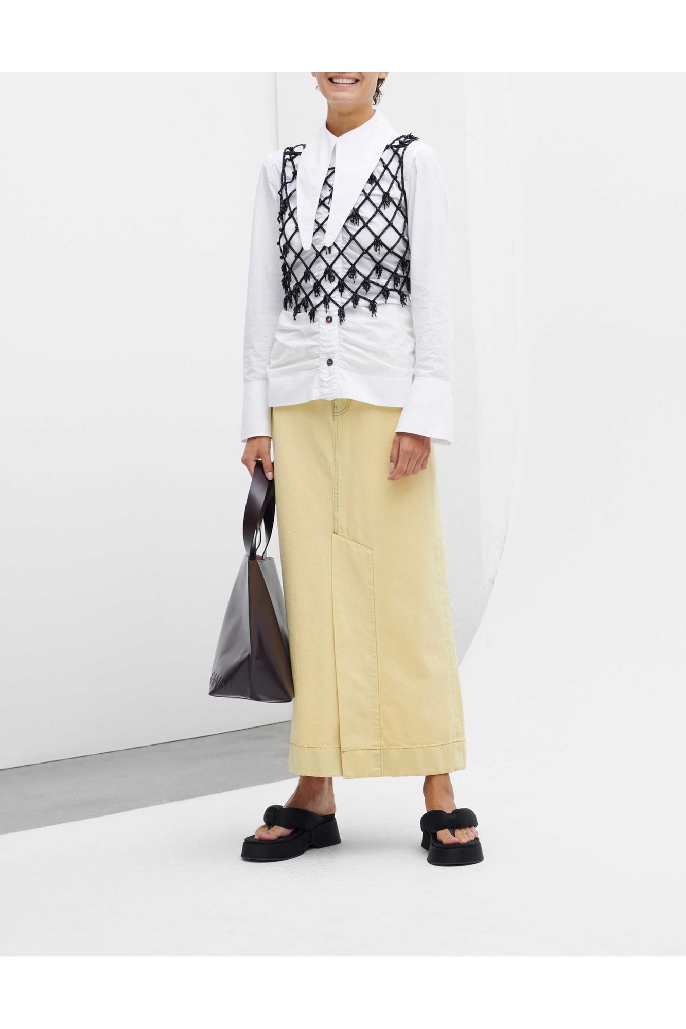 Beaded Netting Crop Top | Black