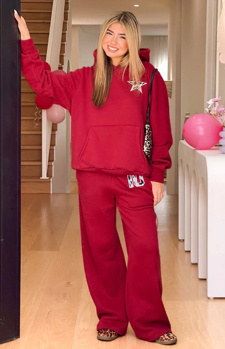 Beginning Leopard Star Hoodie | Burgundy