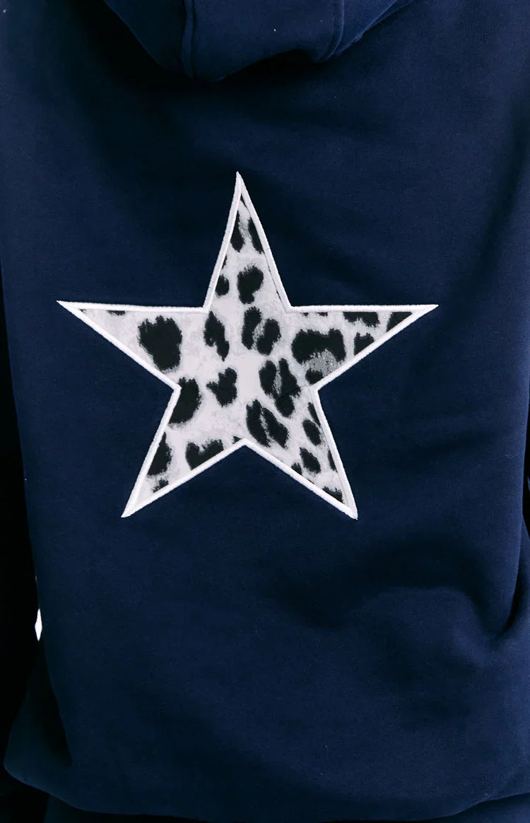 Beginning Leopard Star Hoodie | Navy
