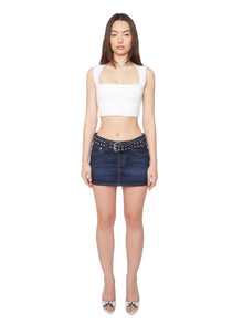 Womens | Belted Denim Mini Skirt | Dark Wash