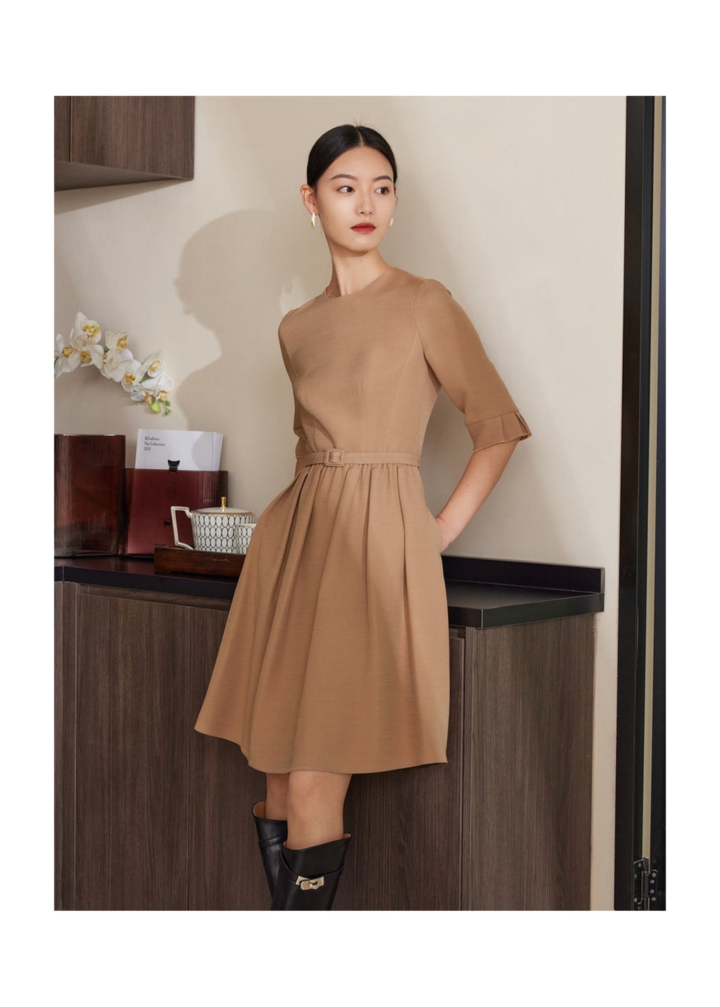 Belted Dress | Khaki