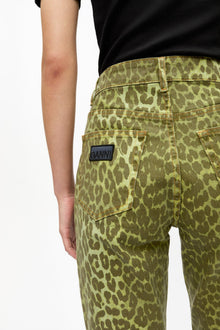 Betzy Jeans in Green Leopard Print | Celery