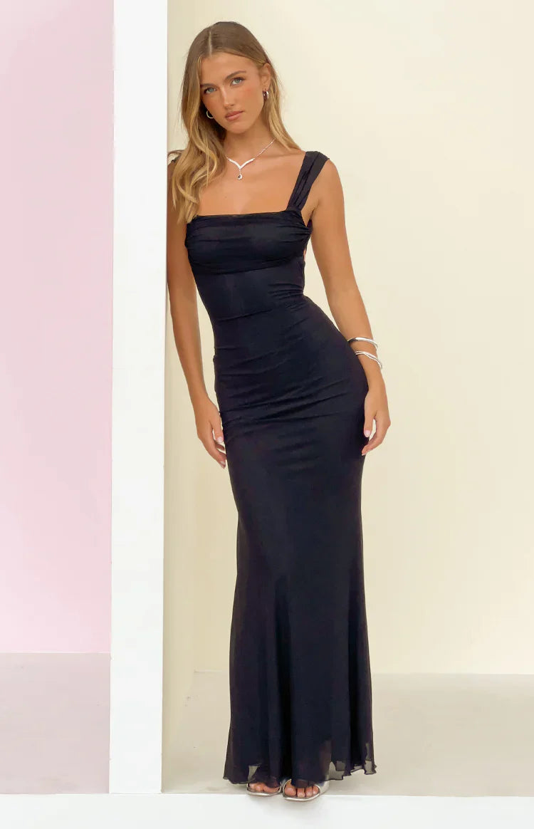 Beverley Mesh Maxi Dress | Black
