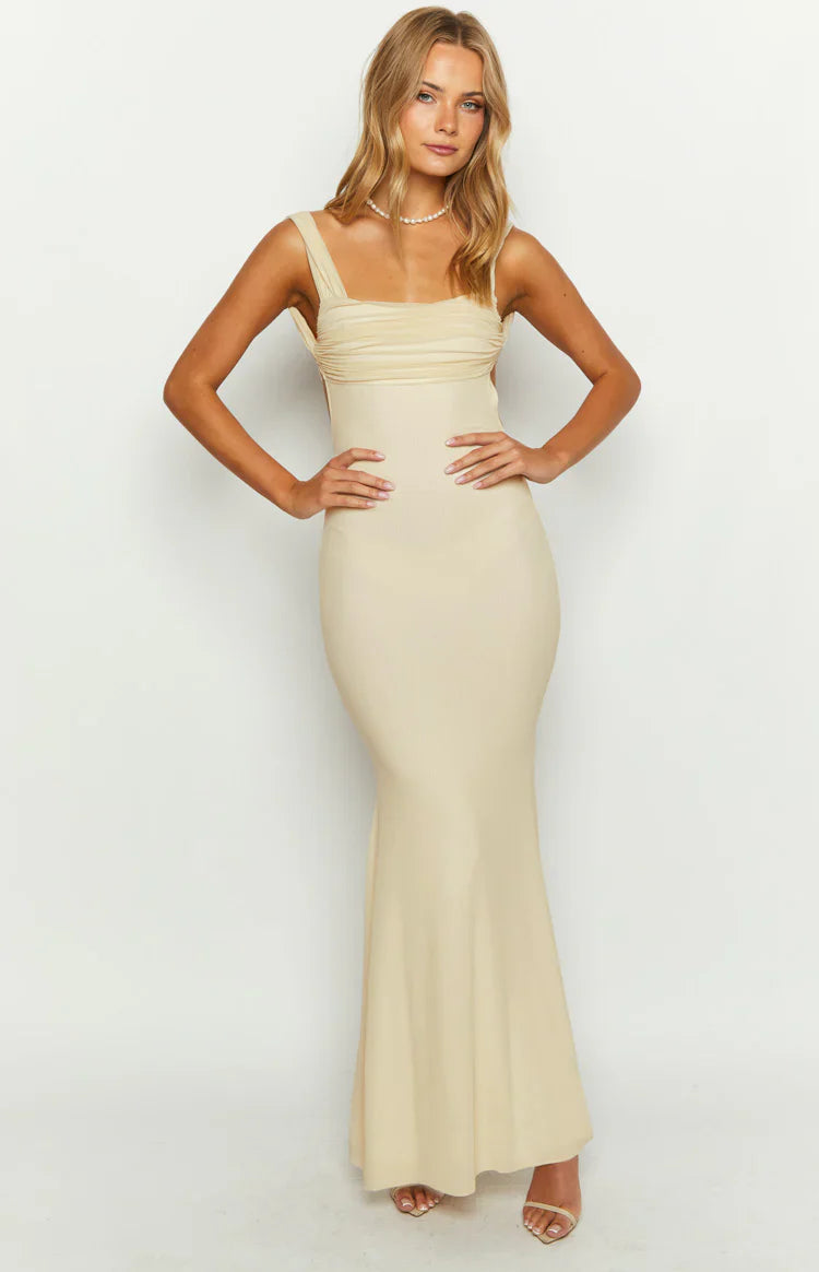 Beverley Mesh Maxi Dress | Cream