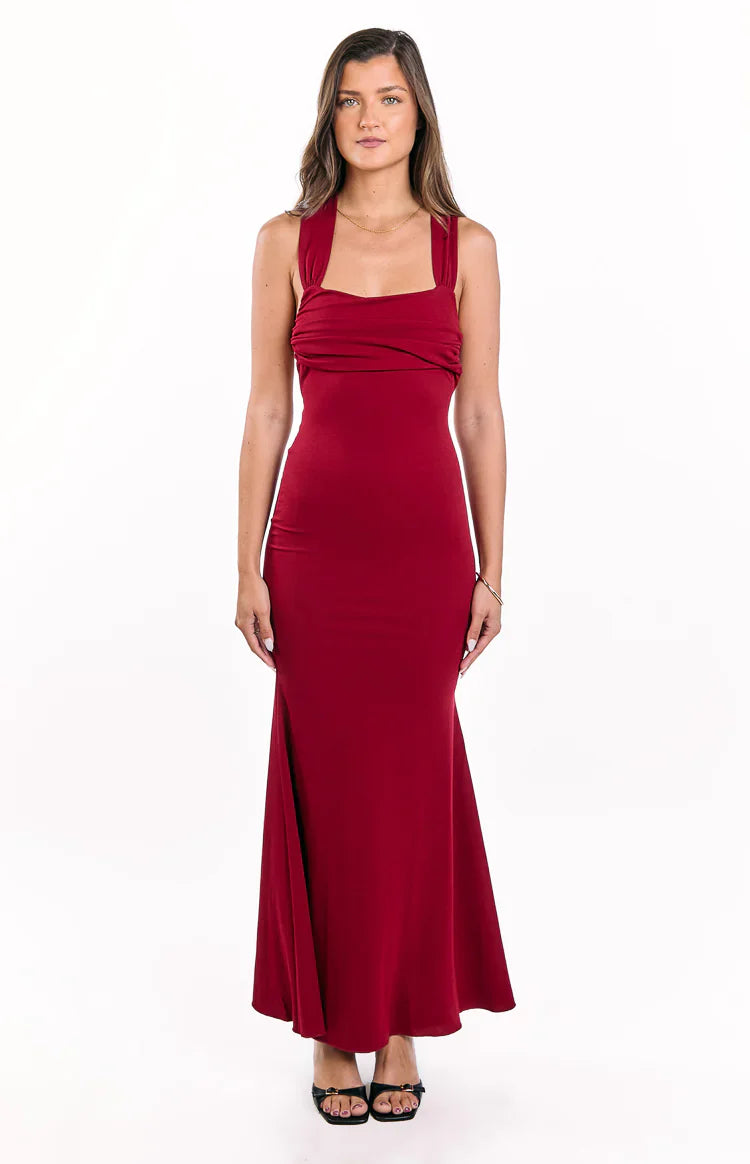 Beverley Crepe Maxi Dress | Wine