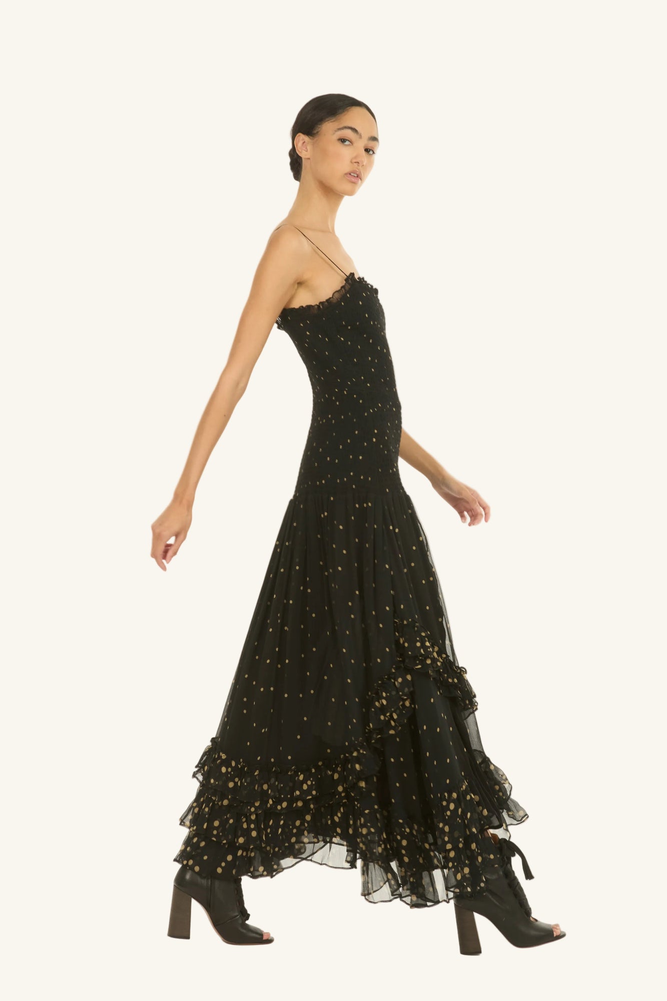 Bianca Maxi Dress | Black Polka Dot