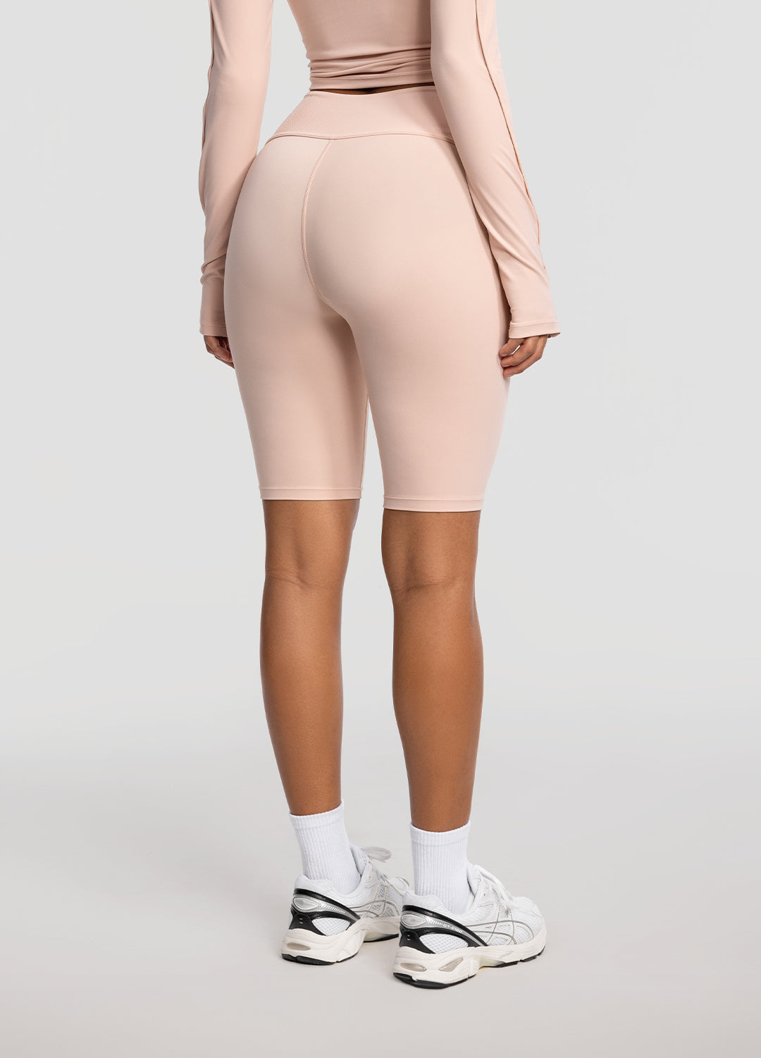 High-Waisted Performance Biker Shorts | Seashell