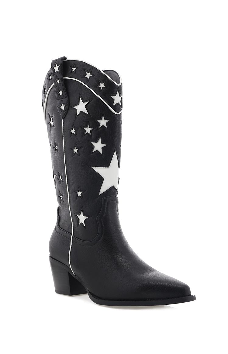 Billini Dollie Cowboy Boots | Black And White