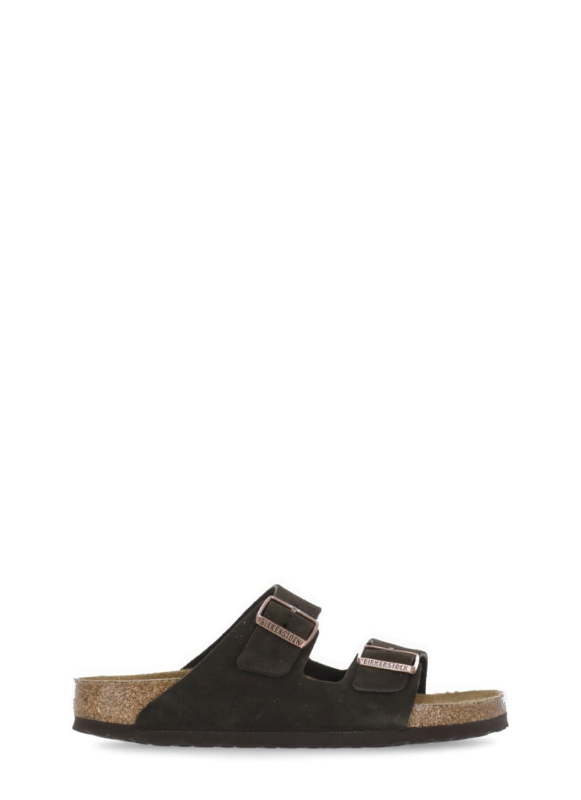 Birkenstock | Womens | Arizona Soft Footbed Narrow Width Suede Sandal | Brown