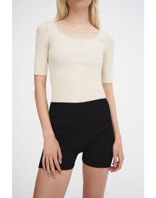 Bisou Eco Stretch | Ribbed-Knit Shorts | Black