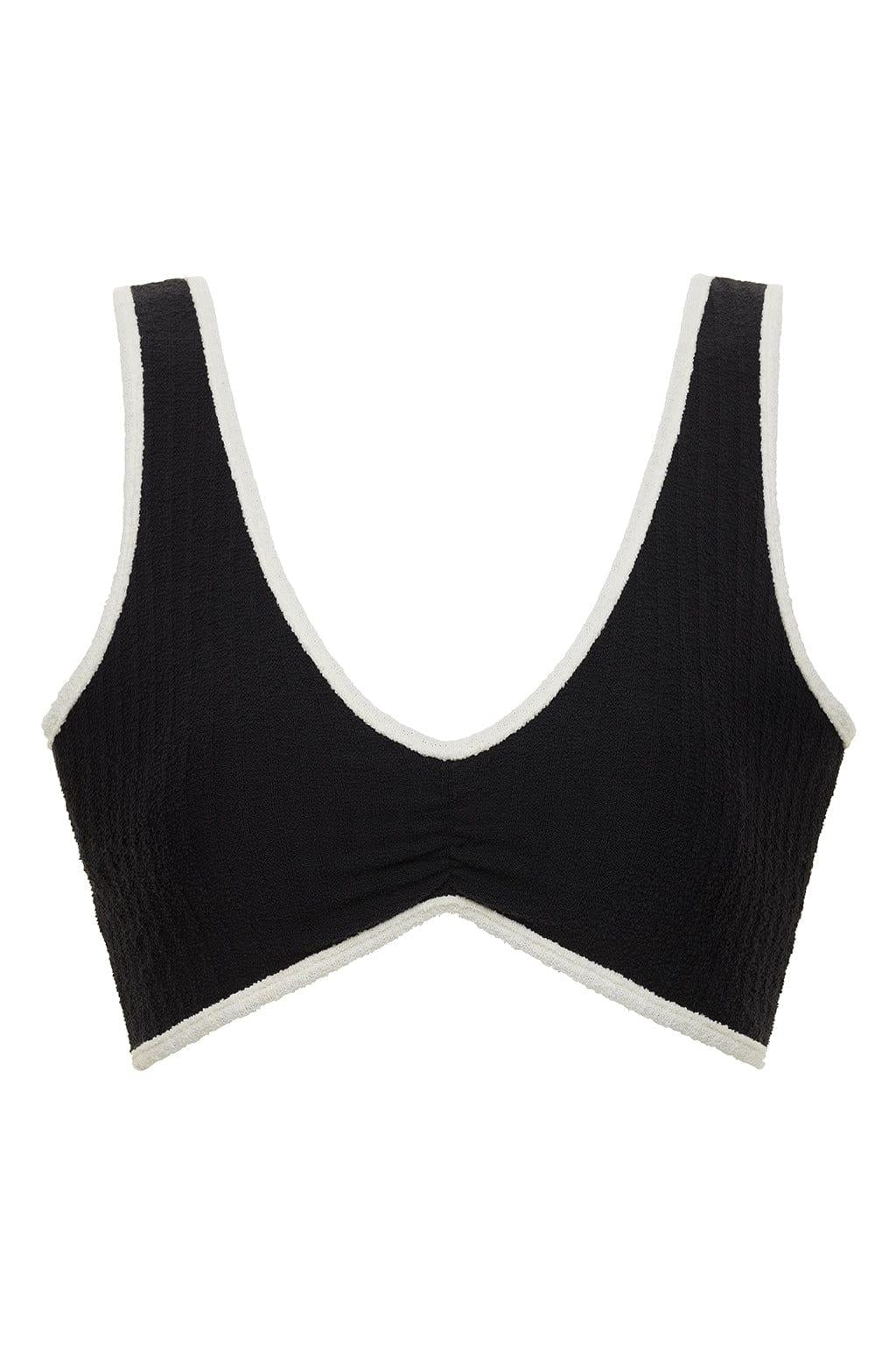 Kim Variation Bikini Top | Black Cream Binded Terry Rib