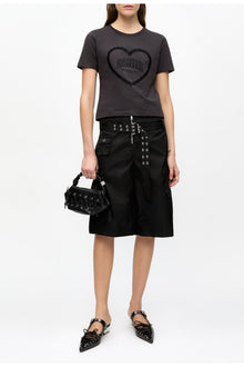 Black Cropped Heart T Shirt | Phantom