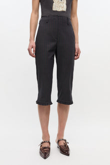 Black Pinstripe Capri Trousers | Phantom