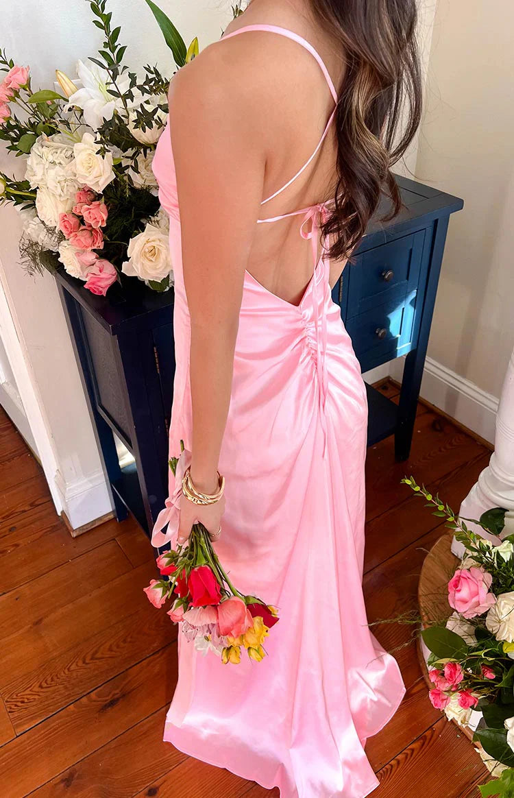 Blaise Satin Maxi Dress | Pink