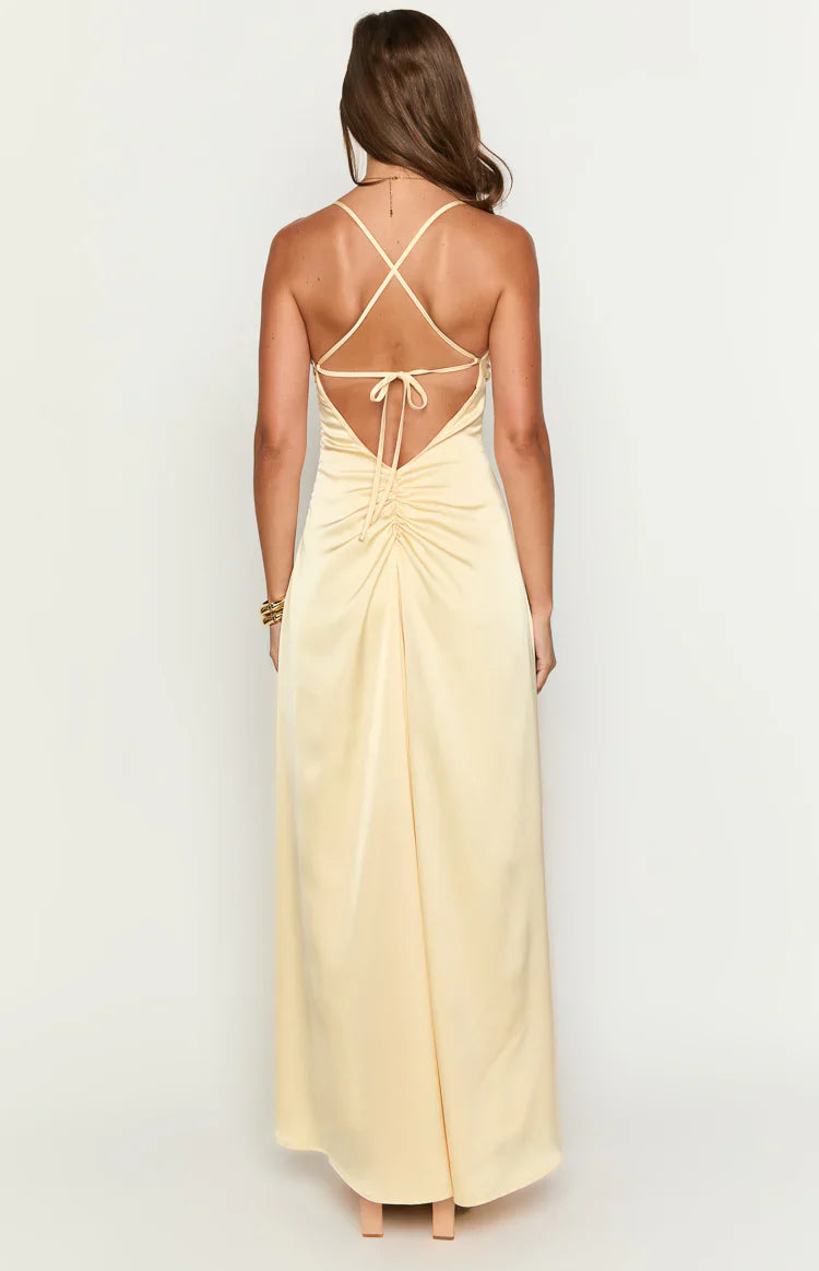 Blaise Satin Maxi Dress | Yellow