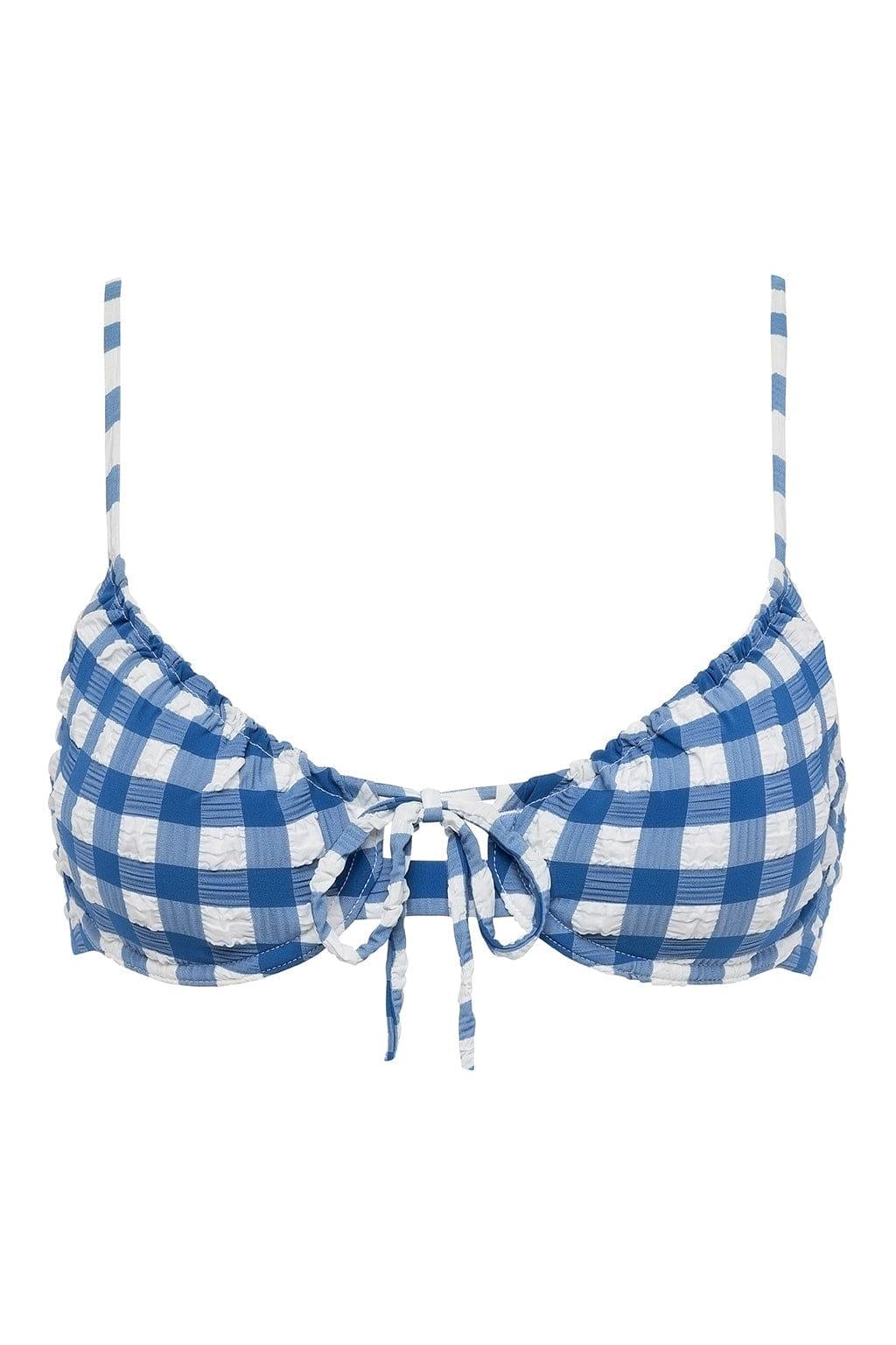 Lucy Bikini Top | Blue Gingham
