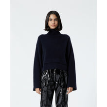 Blue Cashmere And Wool Sweater W/Turtleneck | Women | Navy