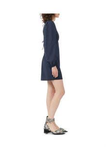 Blue Drapey Melange Open Back Mini Dress | Sky Captain