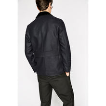 Blue Pea Coat With Velvet Collar | Men | Dark Navy