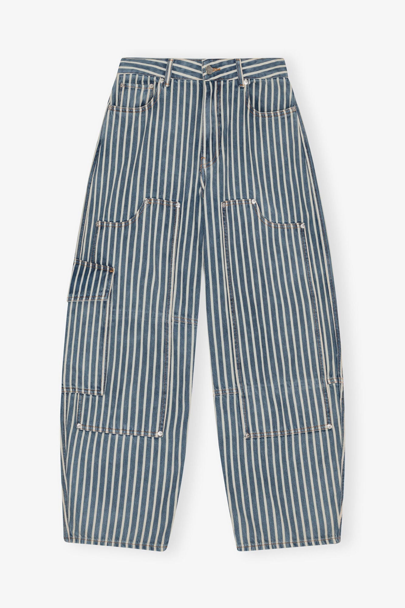 Blue Striped Carpenter Jeans | Soft Chambray