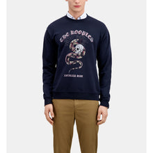 Blue Sweatshirt With Sneaky Snake Serigraphy | Men | Washed Navy