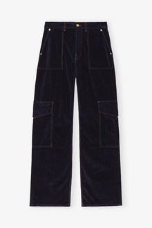 Blue Washed Corduroy Cargo Trousers | Sky Captain