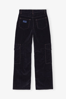 Blue Washed Corduroy Cargo Trousers | Sky Captain