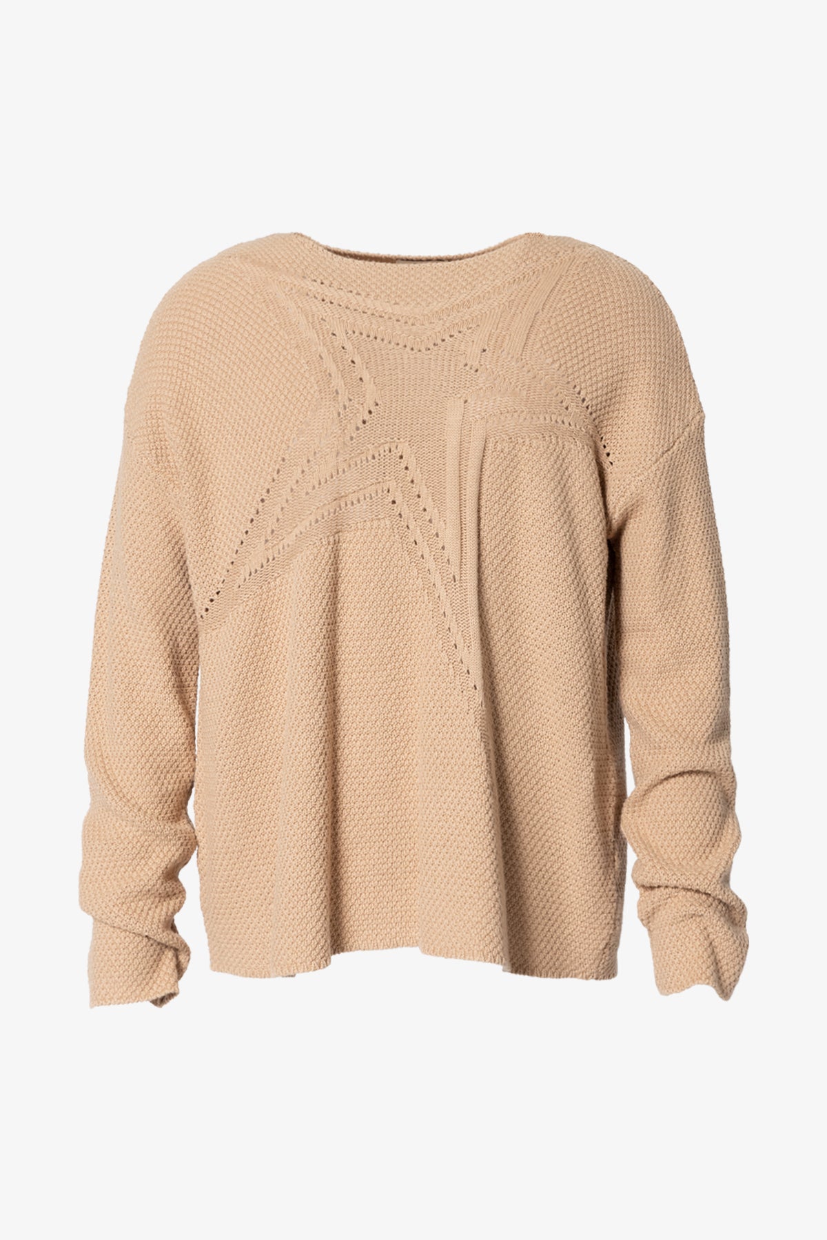 Boat Neck Star Sweater | Tan