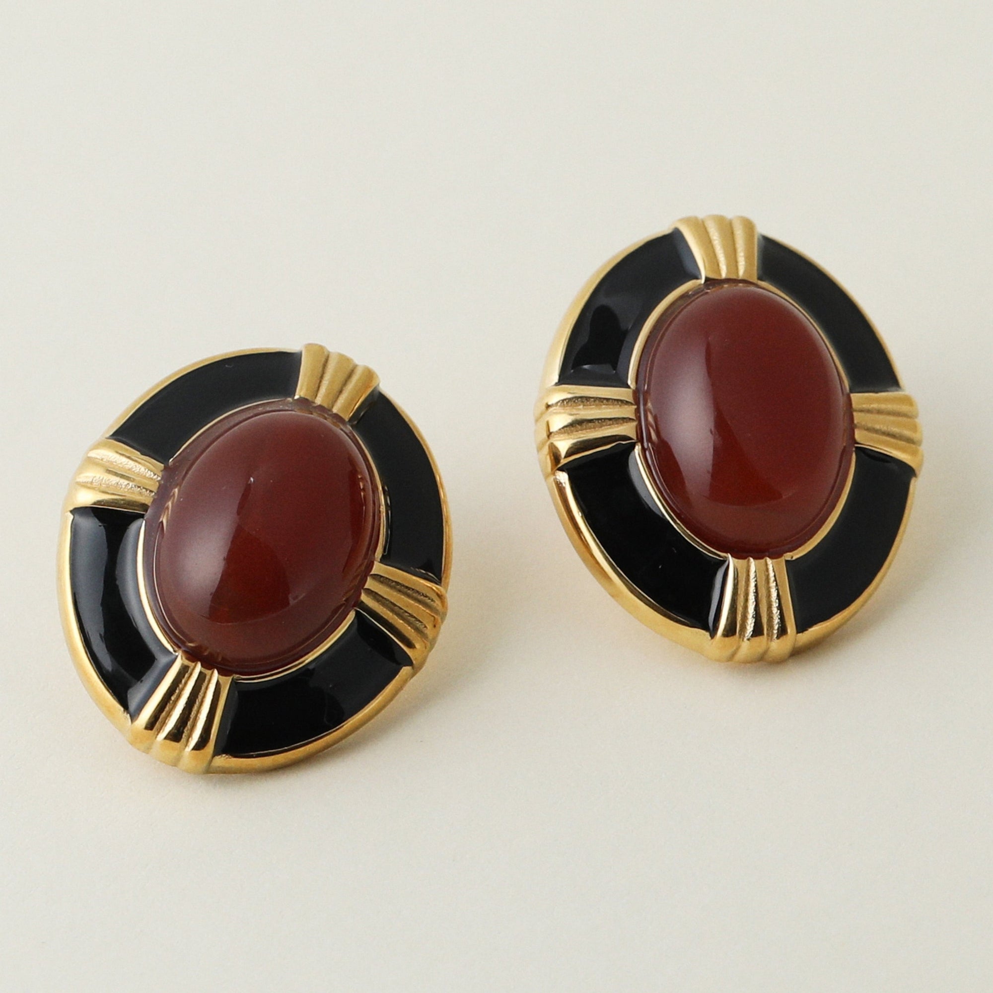 The Bold Circular Red Heirloom Earrings | Gold