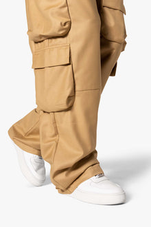 Bonded Gabardine Cargo Pants | Tan