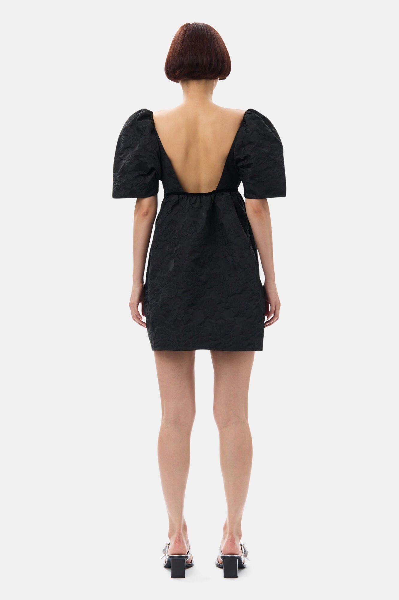 Botanical Jacquard Mini Dress | Black