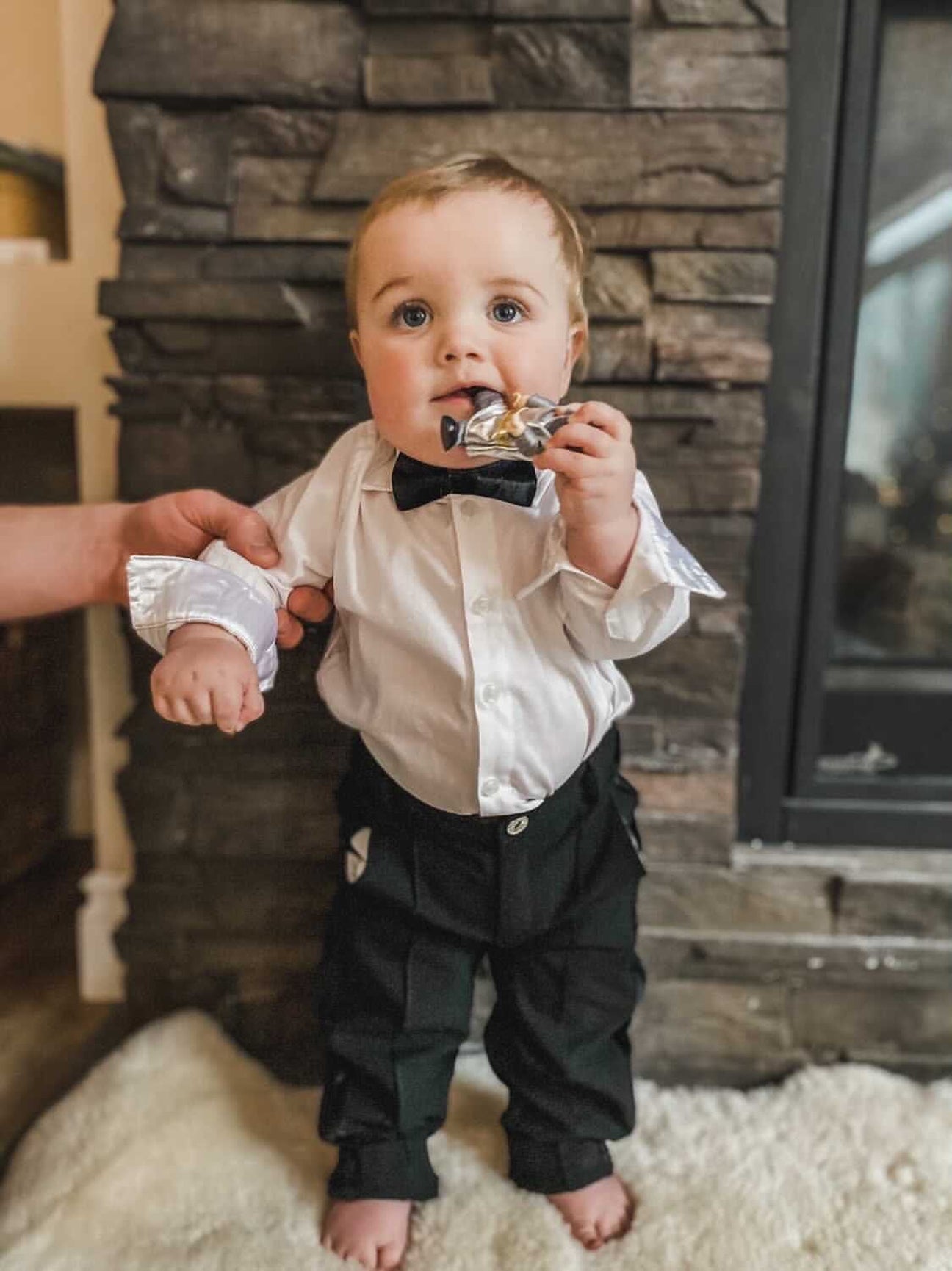 Boy | Tuxedo Shirt and Pants Set | White x Black