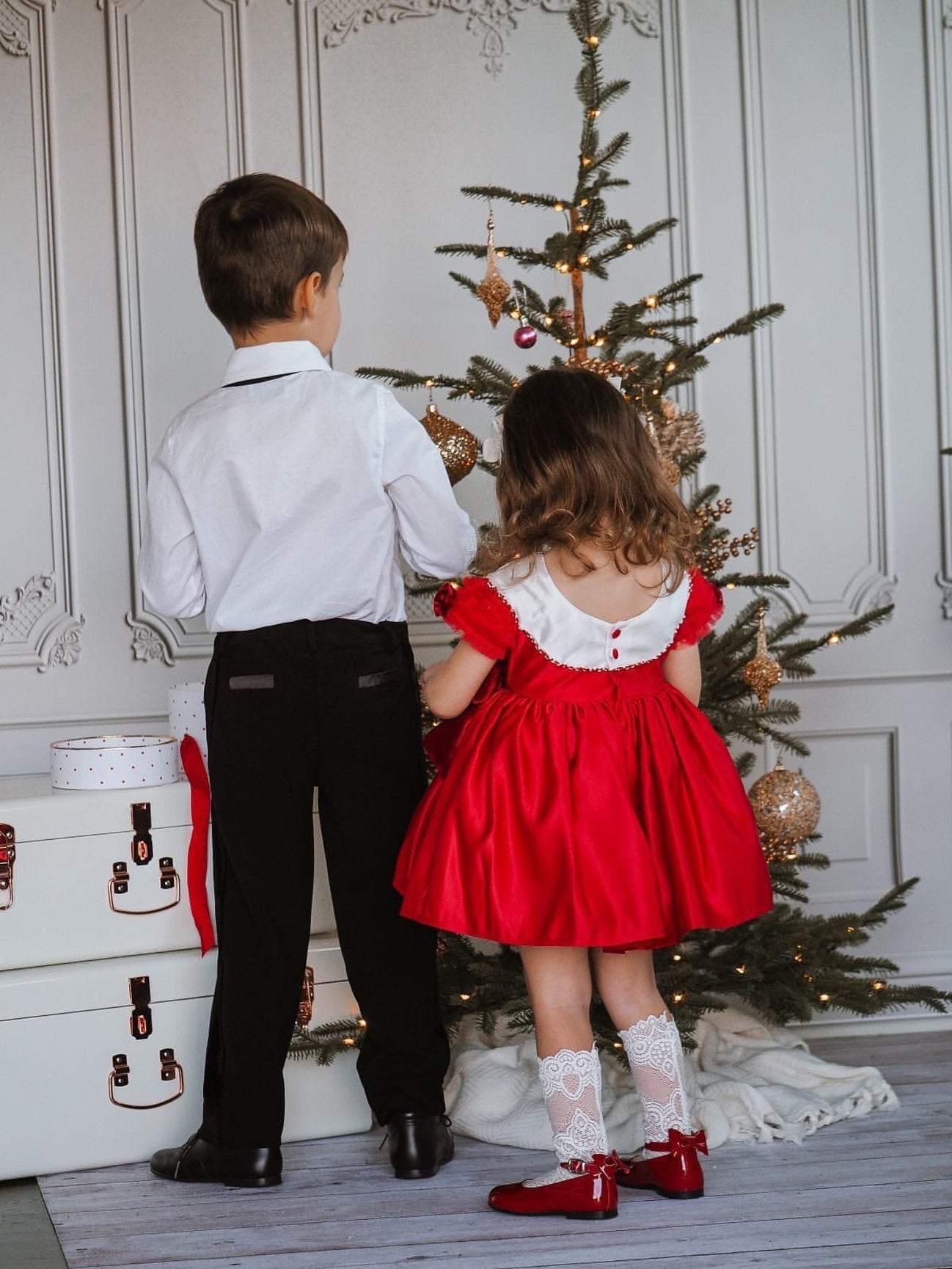 Boy | Tuxedo Shirt and Pants Set | White x Black