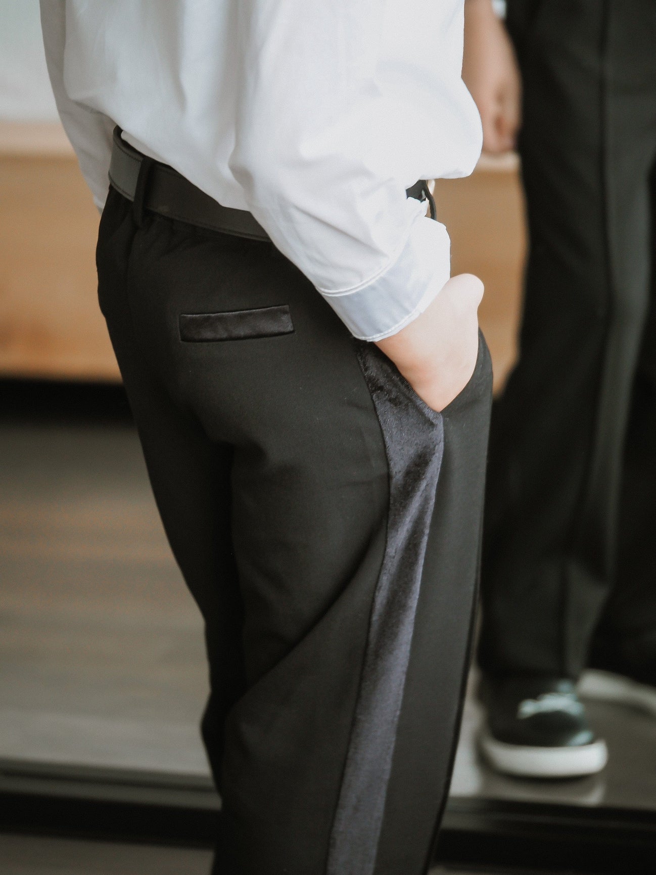 Boy | Tuxedo Shirt and Pants Set | White x Black