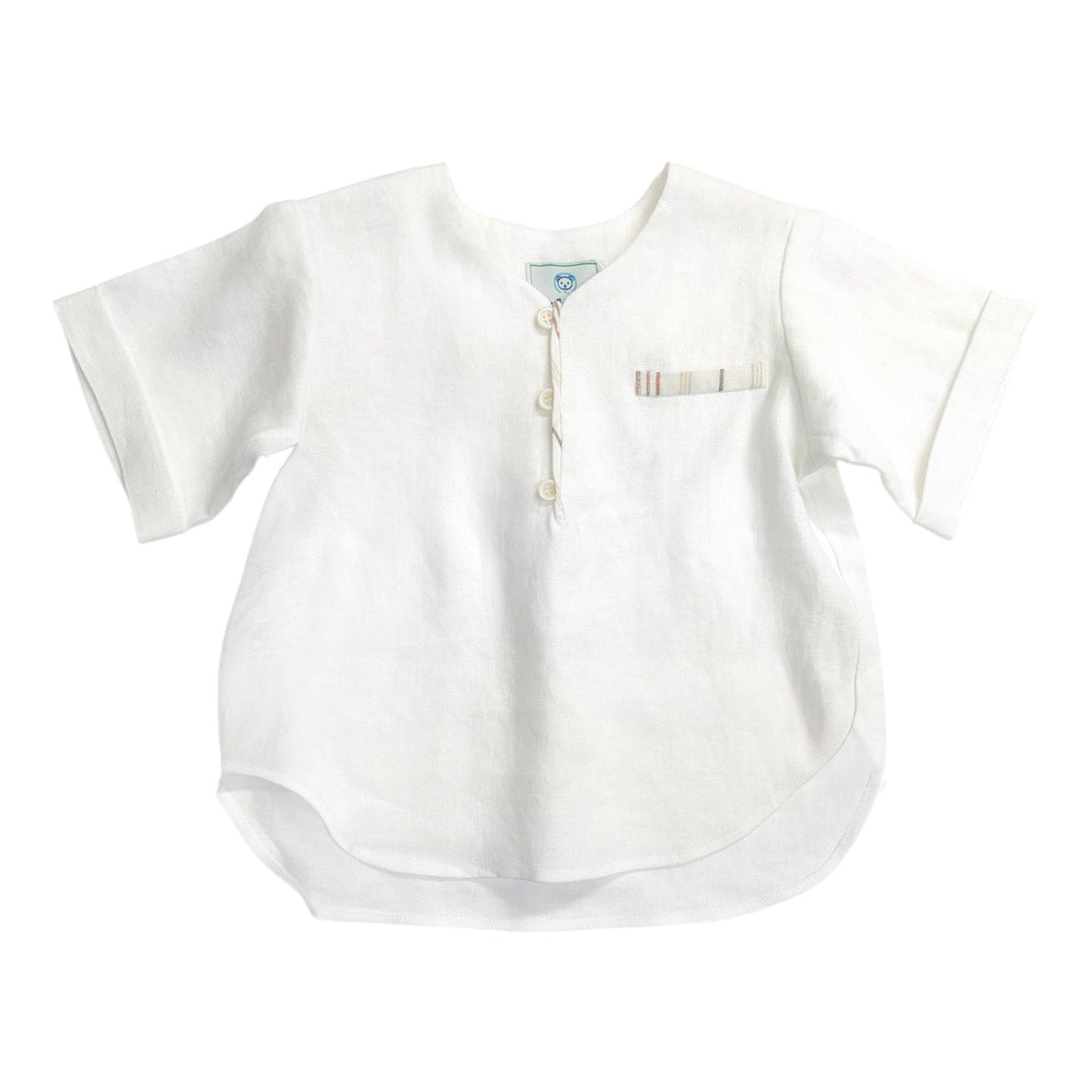 Boy | White Linen Mandarin Collar Top