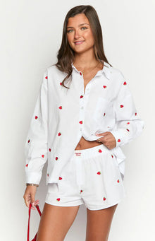 Brad Embroidered Boxer Shorts | White Strawberry