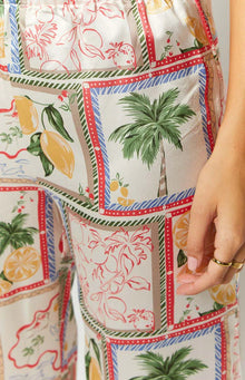 Bridget Satin Roma Print Pants | White