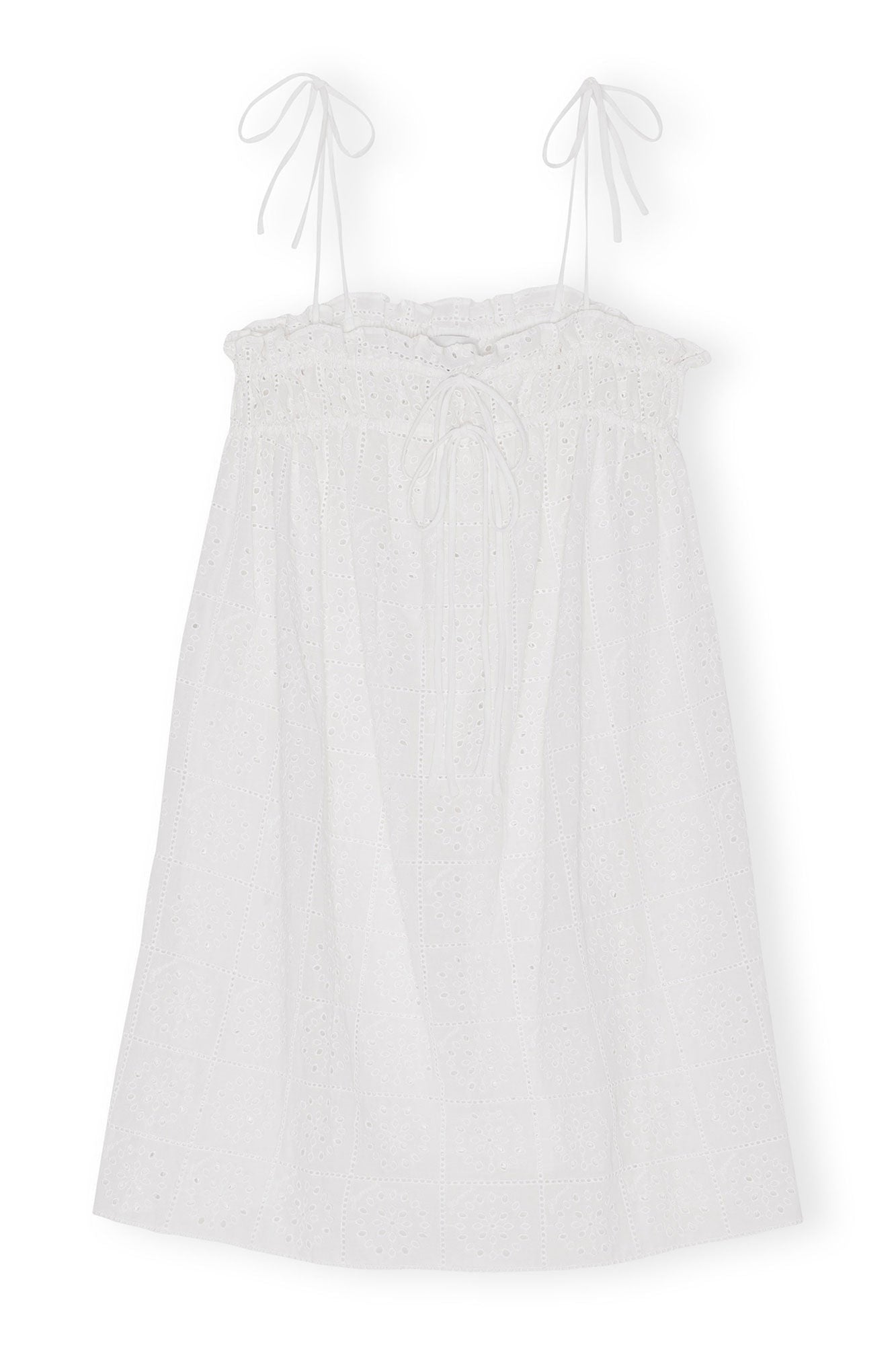 Broderie Anglaise Strap Dress | Bright White