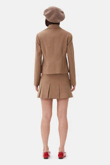 Brown Drapey Melange Fitted Blazer | Tiger's Eye