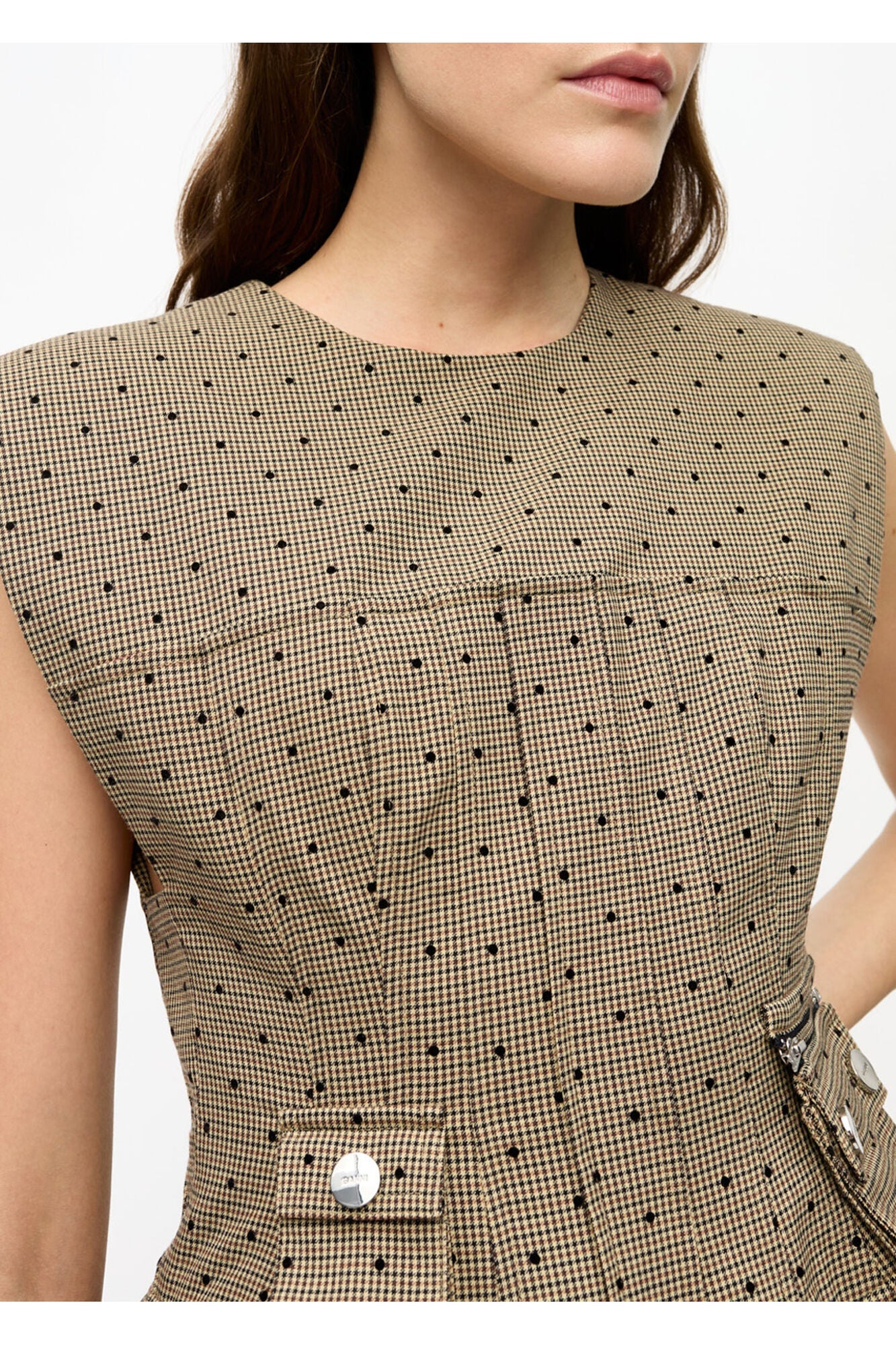 Brown Flock Suiting Corset Mini Dress | Tiger's Eye