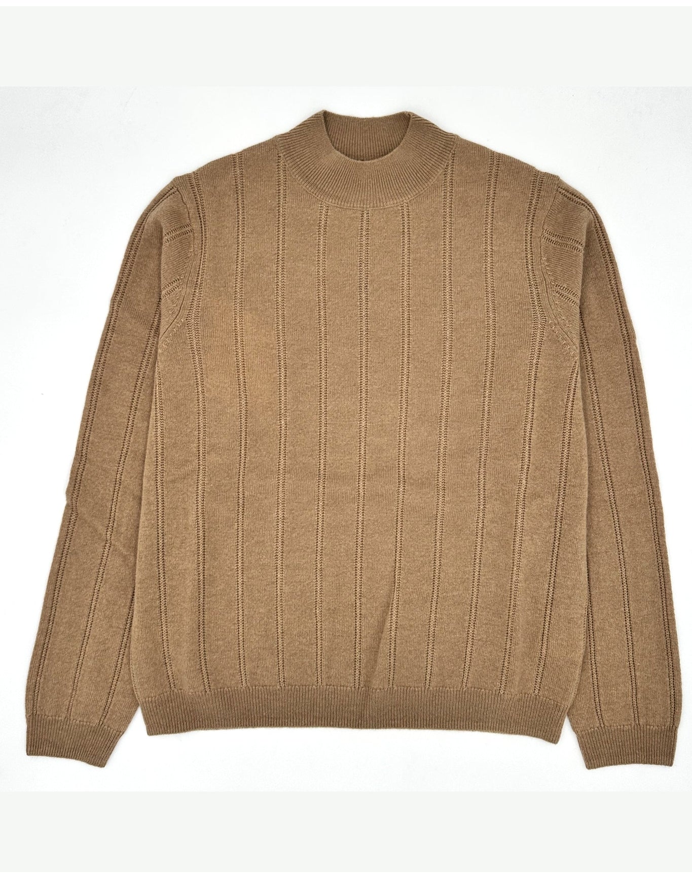 Bruno Magli | Women | Cashmere Blend L/S Wide Rib Mock Nk Sweater | Camel