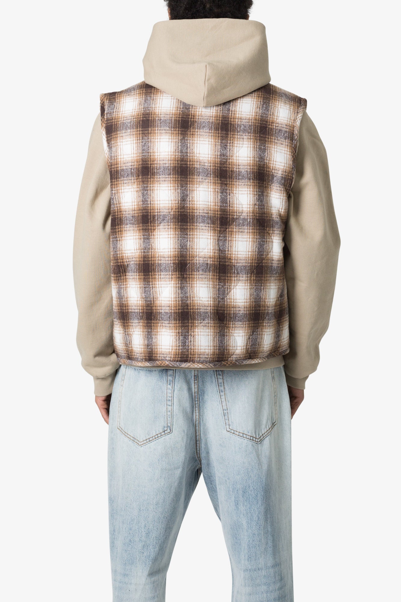 Brushed Plaid Vest | Brown x White
